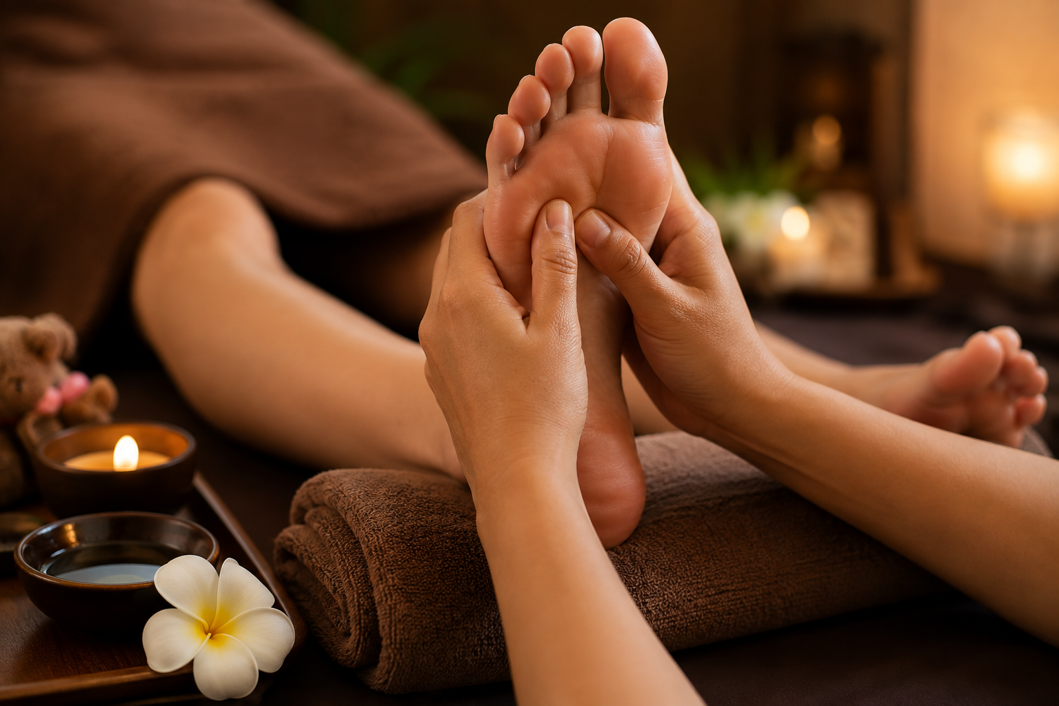 Foot reflexology treatment